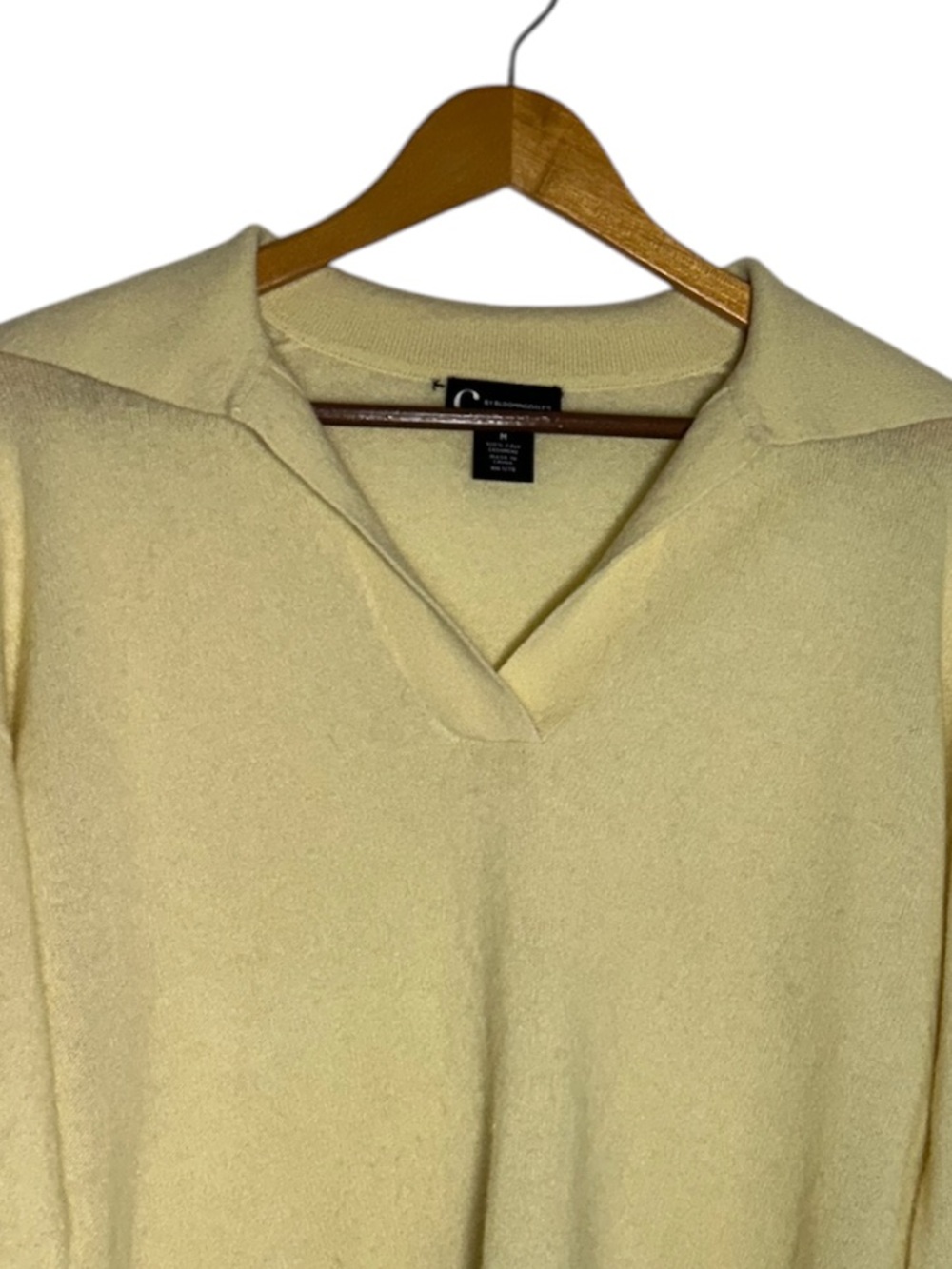 C By Bloomingdales Yellow Casmere Polo Neck Sweater Size M - Picture 3 of 7